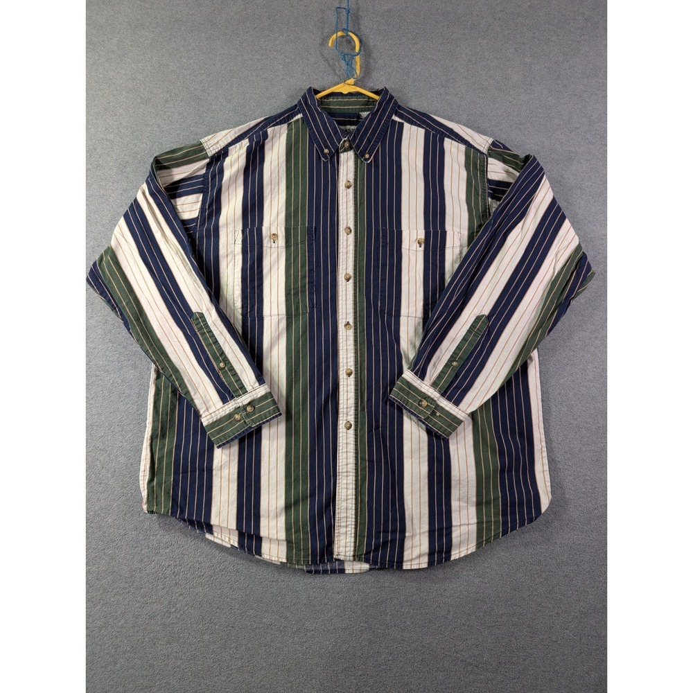 Basic Editions Men's XL Vertical Stripe Button Front Shirt 90s VTG Normcore